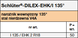 Schlüter®-DILEX-EHK/I 135° Tables 37069